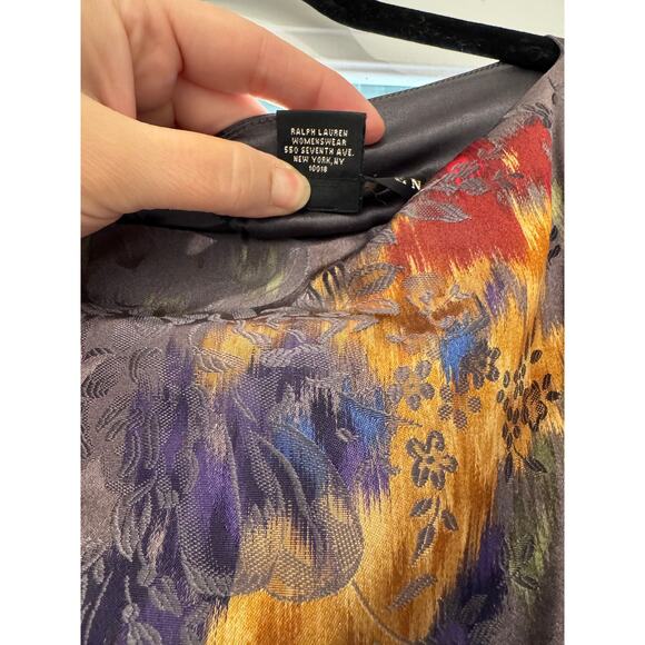 Ralph Lauren Silk Drop Waist Floral Sleeveless Grey Knee-Length Dress Size 10 - Picture 4 of 9